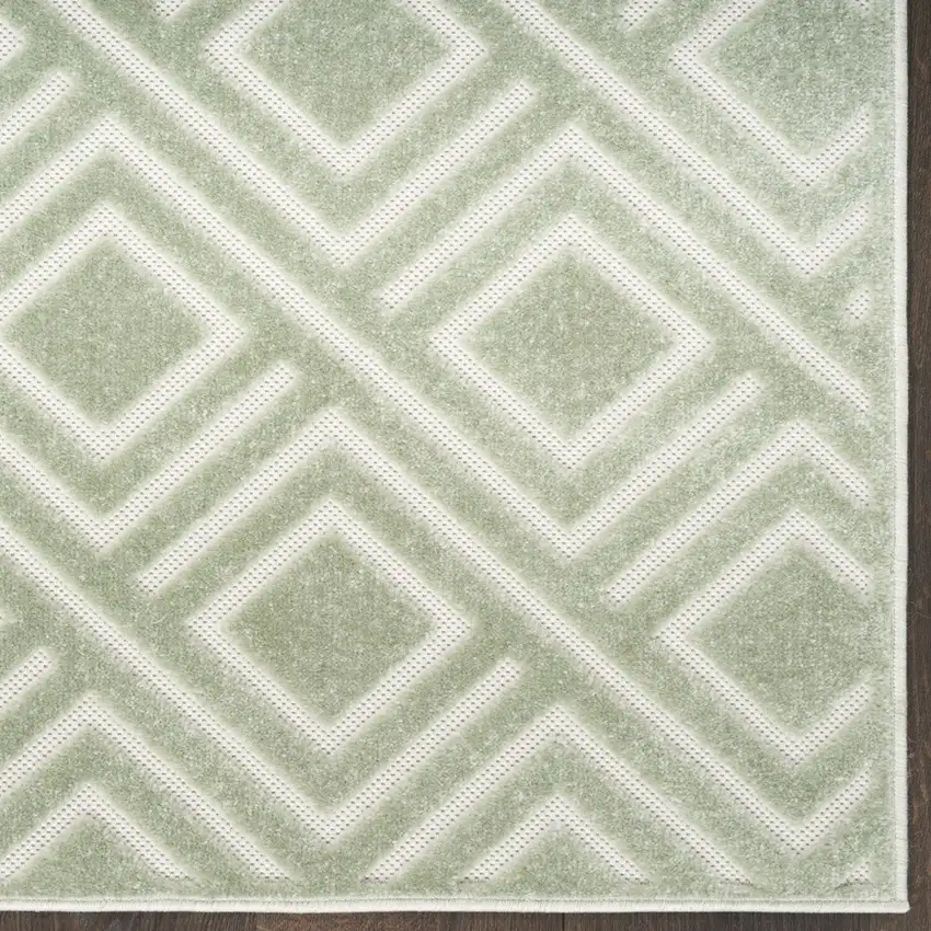 6' Green Geometric Runner Rug Photo 8