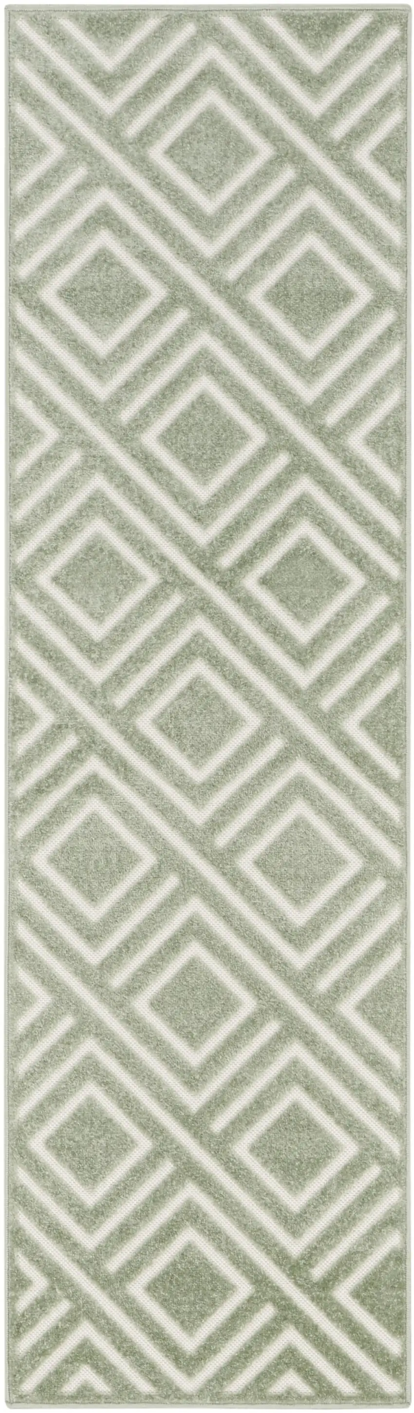 6' Green Geometric Runner Rug Photo 6