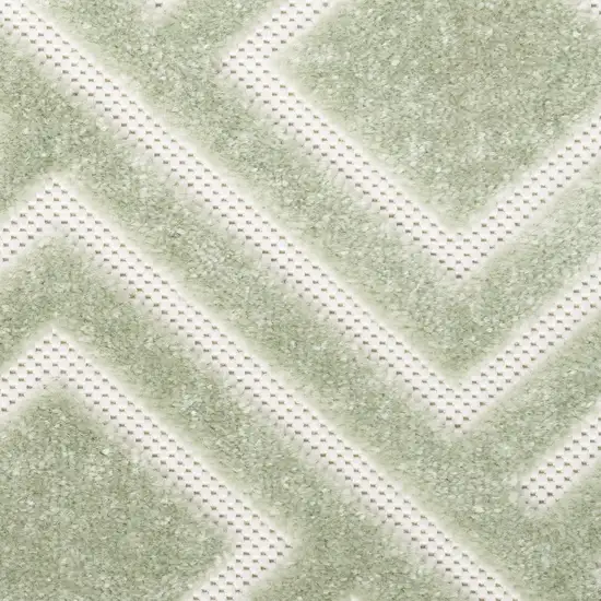 6' Green Geometric Runner Rug Photo 3