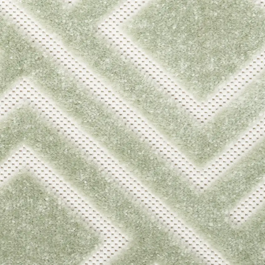 6' Green Geometric Runner Rug Photo 3