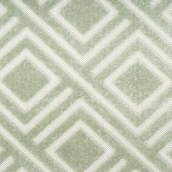 6' Green Geometric Runner Rug Photo 7