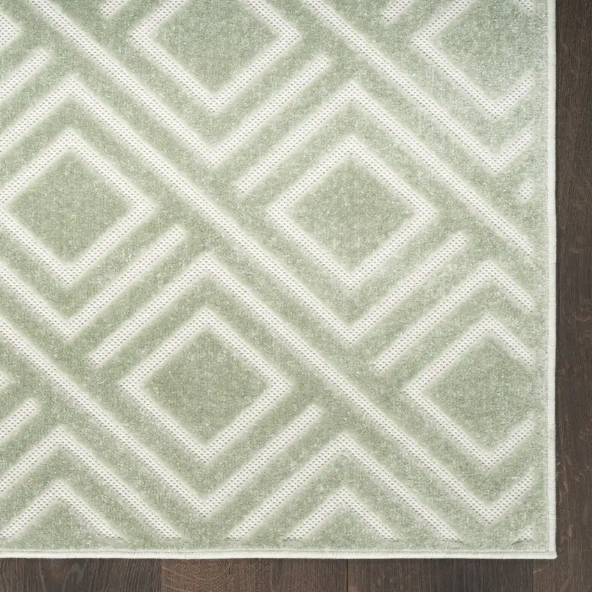 6' Green Geometric Runner Rug Photo 9