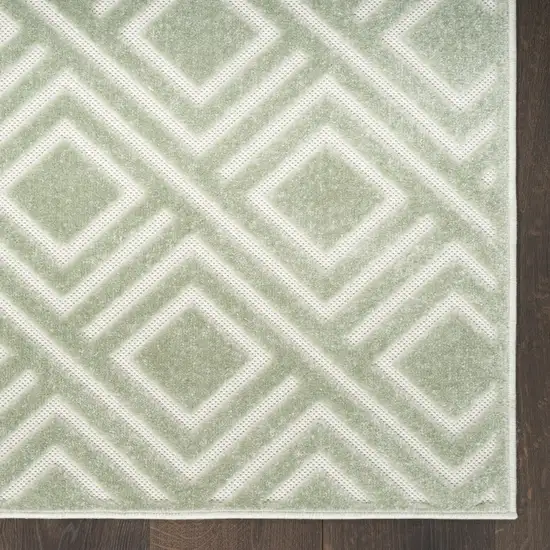 6' Green Geometric Runner Rug Photo 9