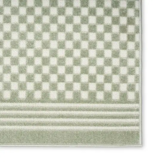 6' Green Geometric Runner Rug Photo 9