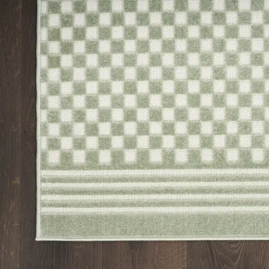 6' Green Geometric Runner Rug Photo 6