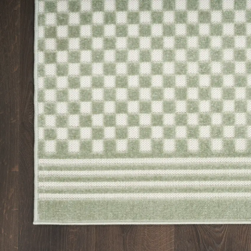 6' Green Geometric Runner Rug Photo 6