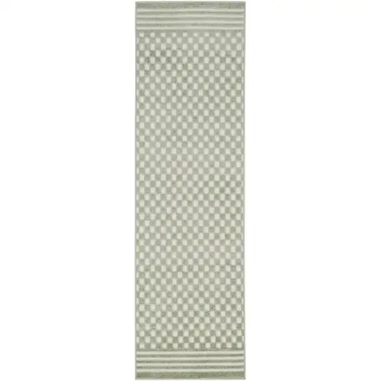 6' Green Geometric Runner Rug Photo 4