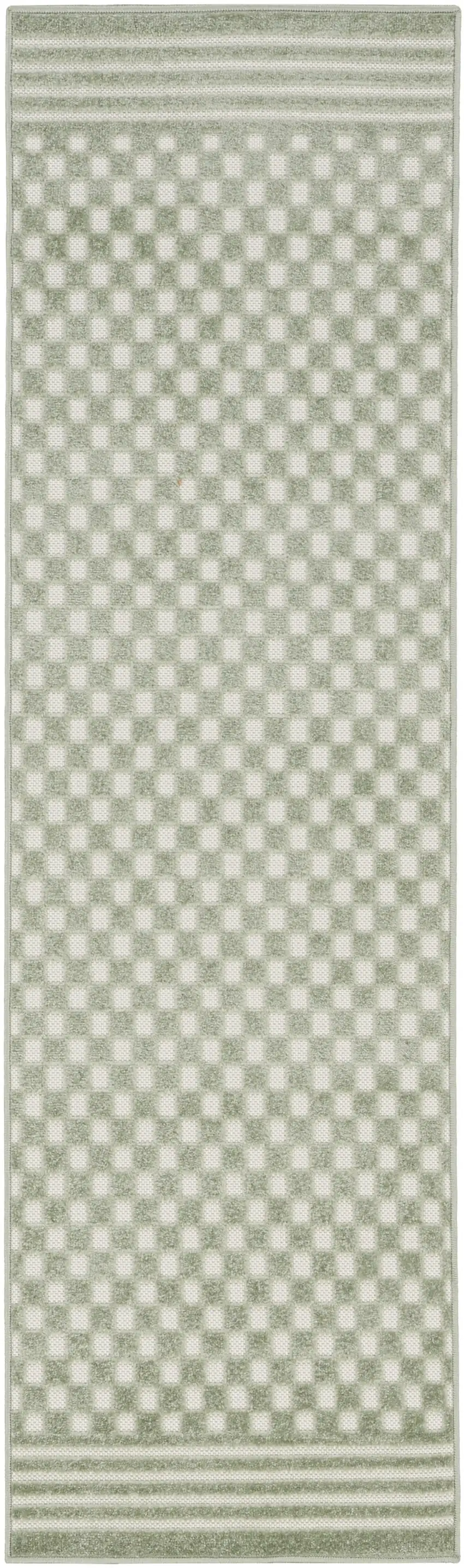 6' Green Geometric Runner Rug Photo 4