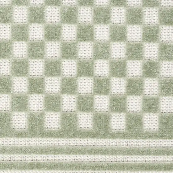 6' Green Geometric Runner Rug Photo 2