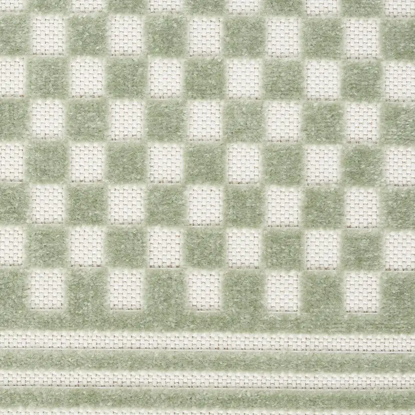 6' Green Geometric Runner Rug Photo 2