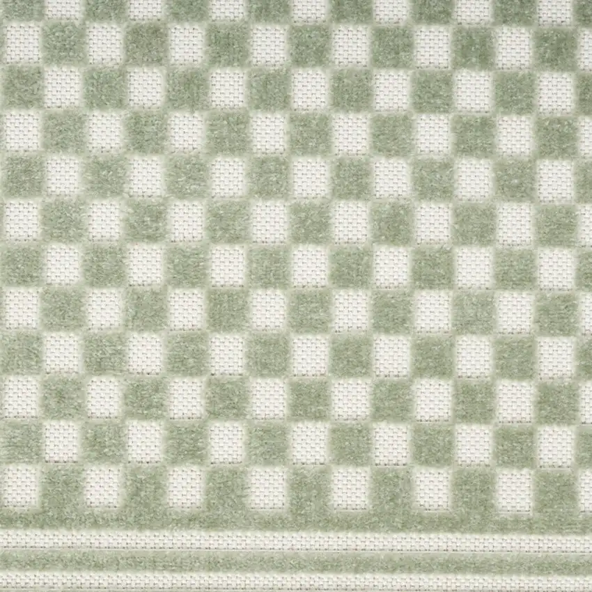 6' Green Geometric Runner Rug Photo 5