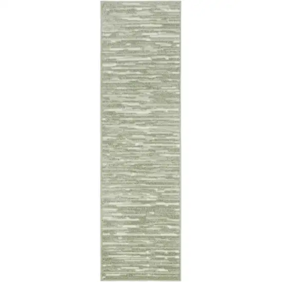 6' Green Geometric Runner Rug Photo 1