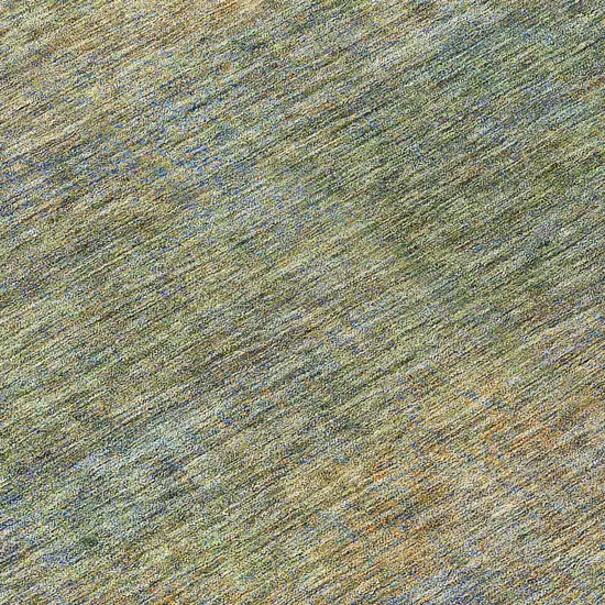 8' Green Gold And Charcoal Round Abstract Washable Indoor Outdoor Area Rug Photo 7
