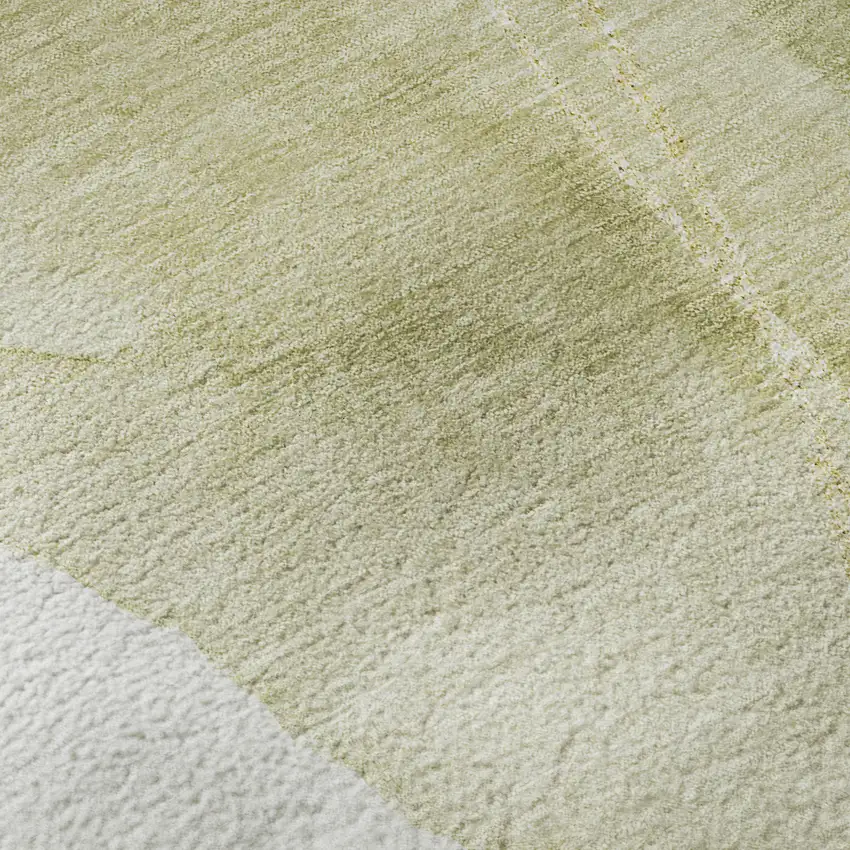 8' Green Gold And Ivory Abstract Washable Round Rug With UV Protection Photo 9