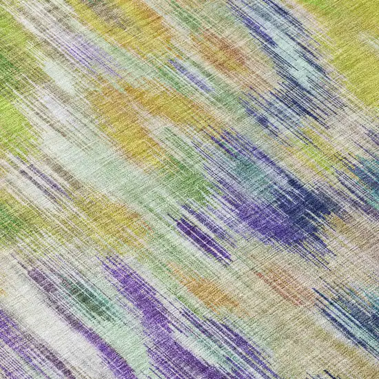 8' Green Gold And Ivory Round Abstract Washable Indoor Outdoor Area Rug Photo 9