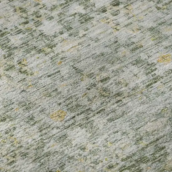 8' Green Gold And Ivory Striped Washable Round Rug With UV Protection Photo 7