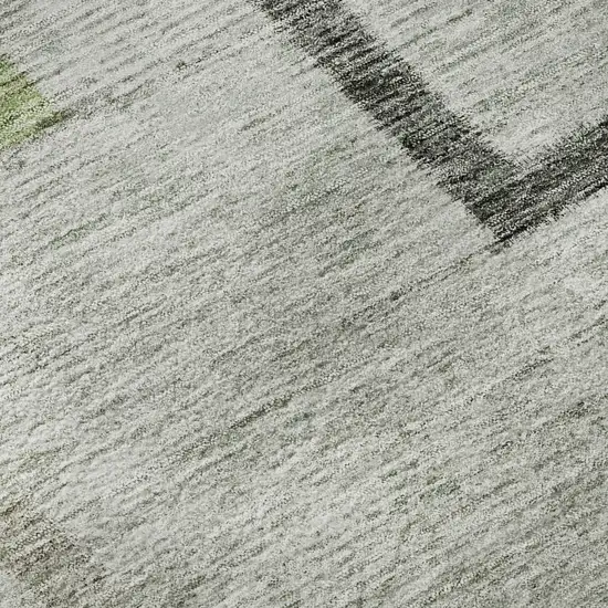 8' Green Gray And Blue Geometric Washable Round Rug With UV Protection Photo 9