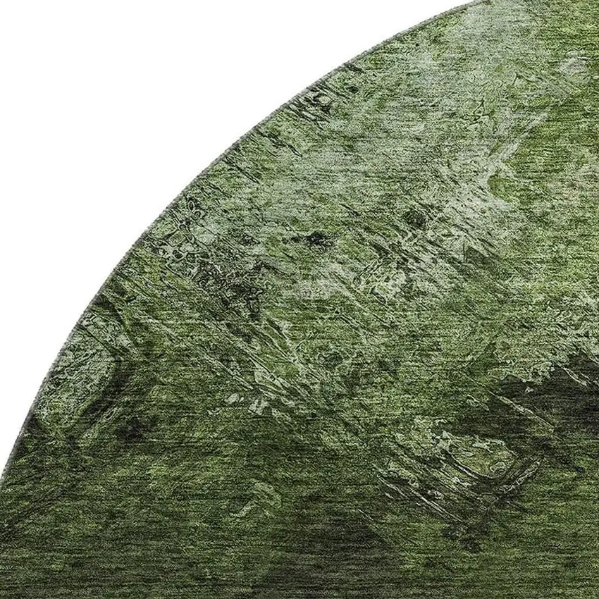 8' Green Gray And Charcoal Abstract Washable Round Rug With UV Protection Photo 3