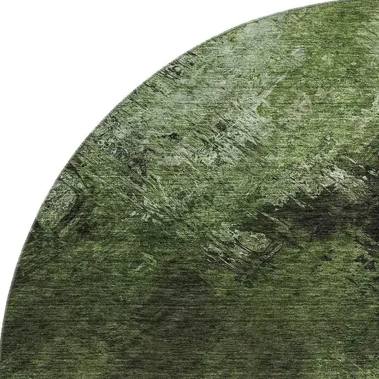 8' Green Gray And Charcoal Abstract Washable Round Rug With UV Protection Photo 4