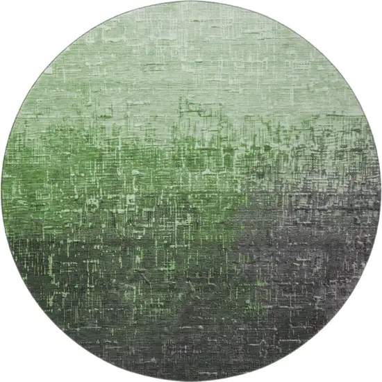 8' Green Gray And Charcoal Ombre Washable Round Rug With UV Protection Photo 3