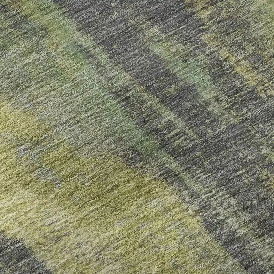 8' Green Gray And Gold Abstract Washable Round Rug With UV Protection Photo 7