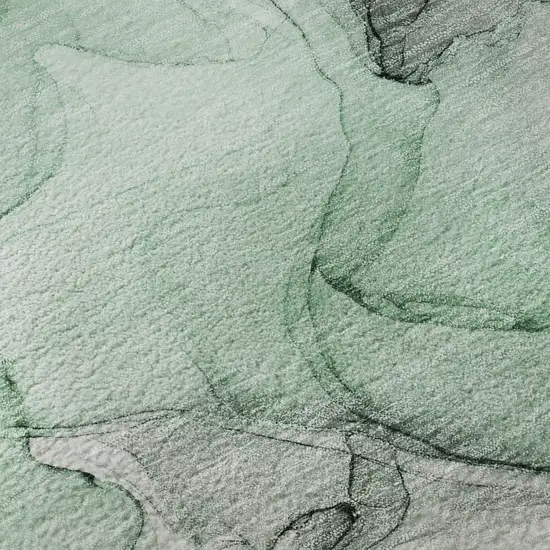 8' Green Gray And Ivory Abstract Washable Round Rug With UV Protection Photo 9