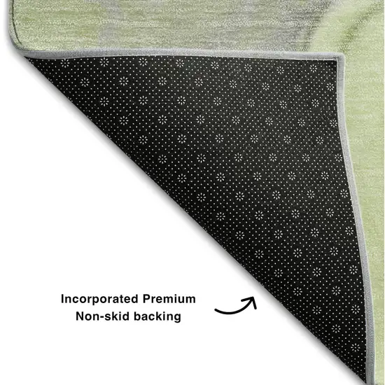 8' Green Gray And Ivory Abstract Washable Round Rug With UV Protection Photo 5