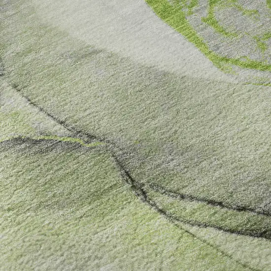 8' Green Gray And Ivory Abstract Washable Round Rug With UV Protection Photo 9