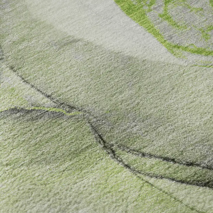 8' Green Gray And Ivory Abstract Washable Round Rug With UV Protection Photo 9