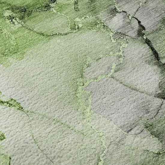 8' Green Gray And Ivory Abstract Washable Round Rug With UV Protection Photo 9