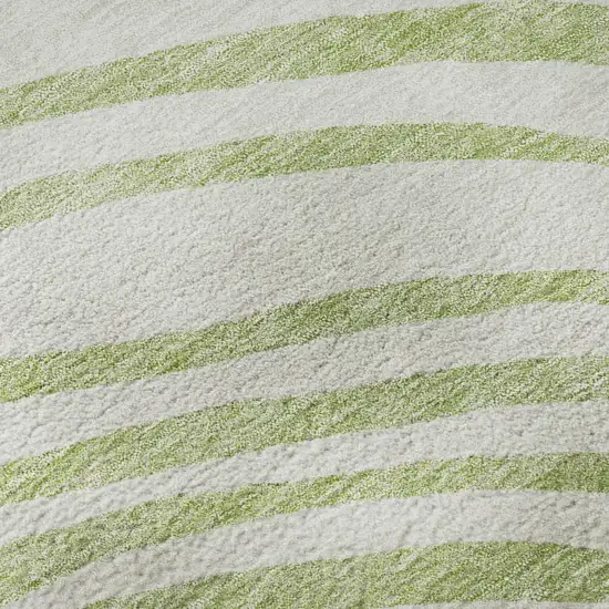 8' Green Gray And Ivory Abstract Washable Round Rug With UV Protection Photo 9