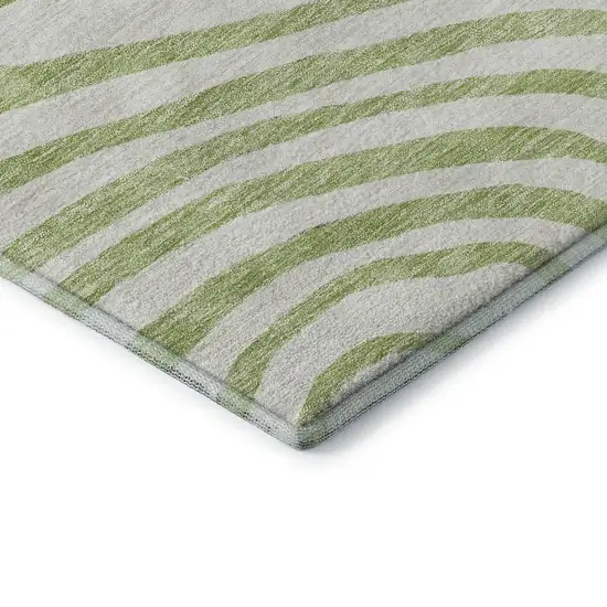 8' Green Gray And Ivory Abstract Washable Round Rug With UV Protection Photo 7