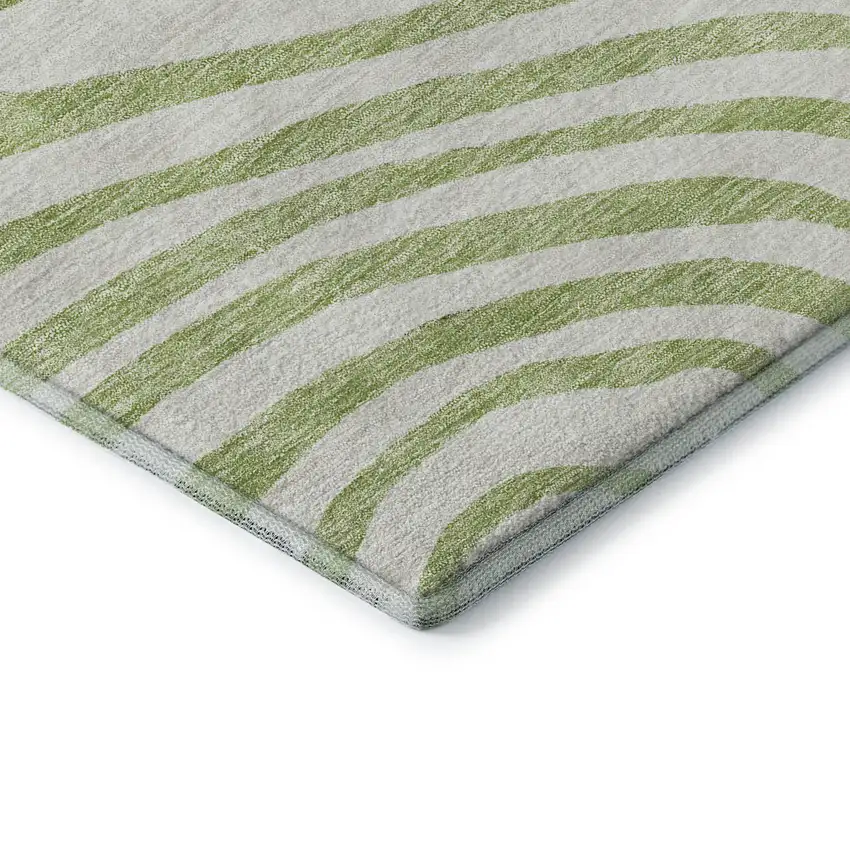 8' Green Gray And Ivory Abstract Washable Round Rug With UV Protection Photo 7