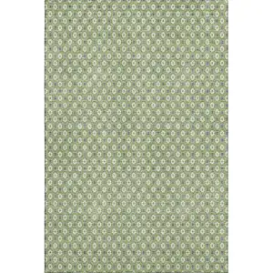 Photo of 8' Green Gray And Ivory Geometric Washable Area Rug With UV Protection