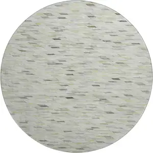 Photo of 8' Green Gray And Ivory Geometric Washable Round Rug With UV Protection