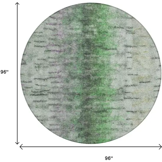 8' Green Gray And Ivory Round Abstract Washable Indoor Outdoor Area Rug Photo 3