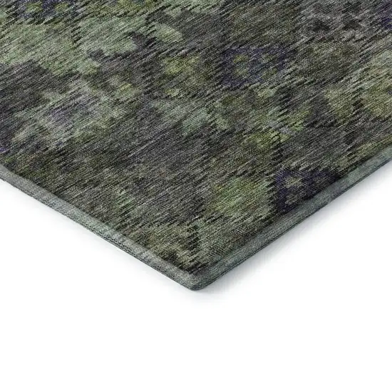 8' Green Gray And Purple Abstract Geometric Washable Round Rug With UV Protection Photo 5