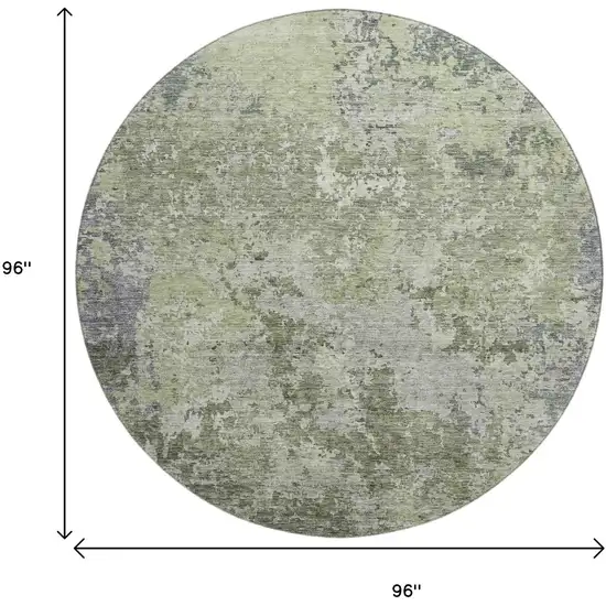 8' Green Gray And Purple Abstract Washable Round Rug With UV Protection Photo 9