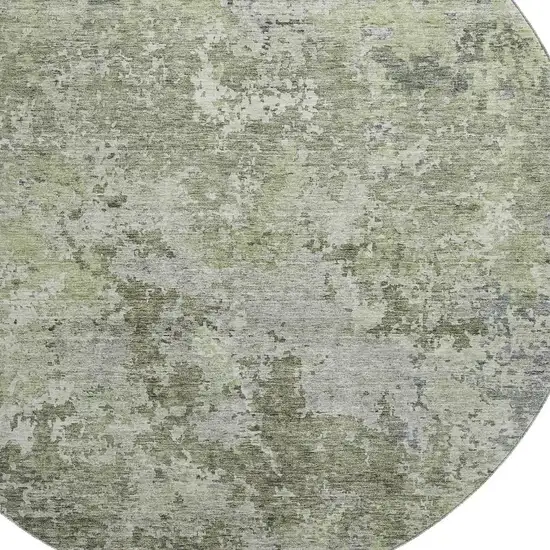 8' Green Gray And Purple Abstract Washable Round Rug With UV Protection Photo 2