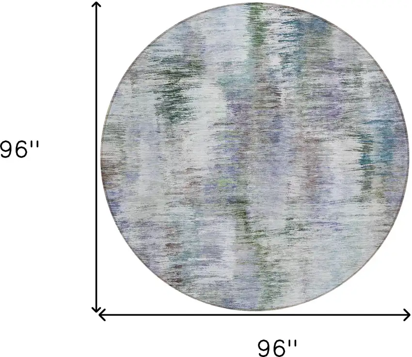 8' Green Gray And Purple Round Abstract Washable Indoor Outdoor Area Rug Photo 3