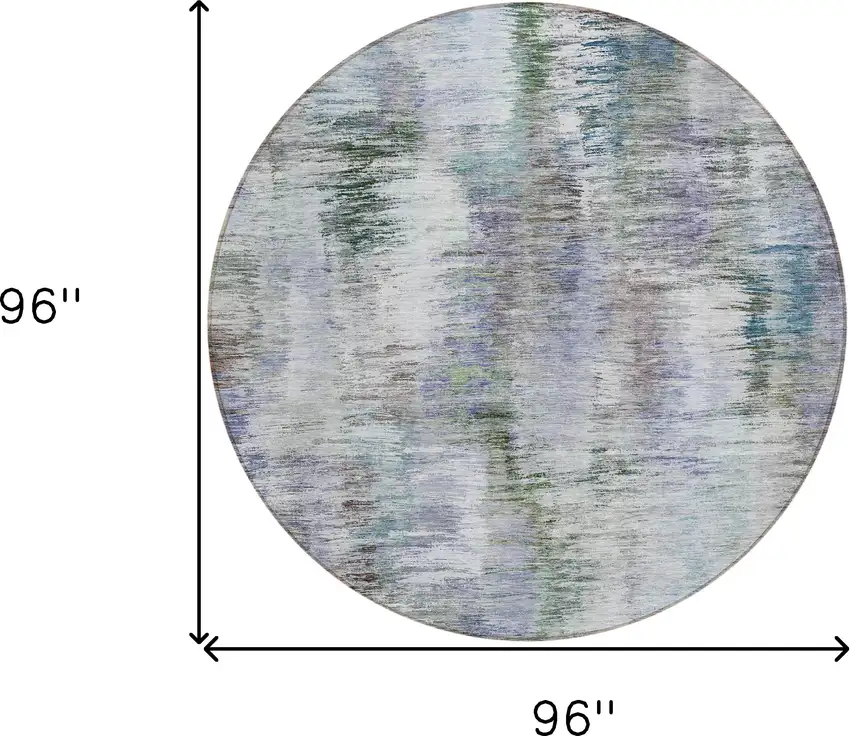 8' Green Gray And Purple Round Abstract Washable Indoor Outdoor Area Rug Photo 3