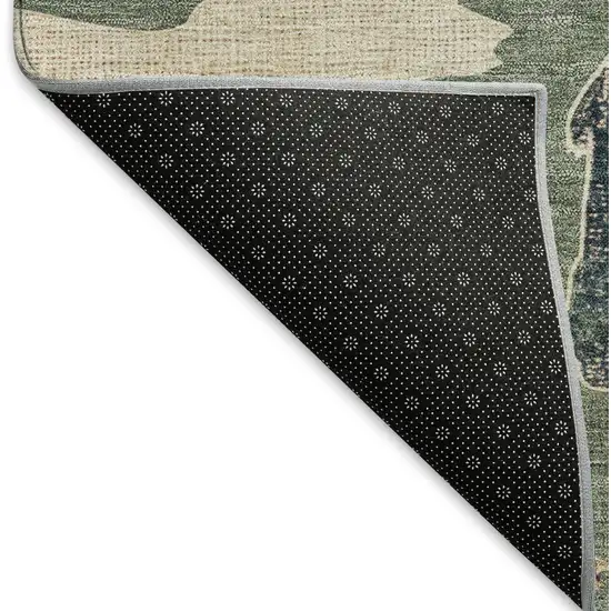 8' Green Ivory And Copper Round Animal Print Washable Indoor Outdoor Area Rug Photo 6