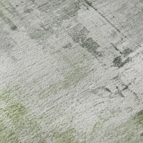 8' Green Ivory And Gray Abstract Washable Round Rug With UV Protection Photo 8