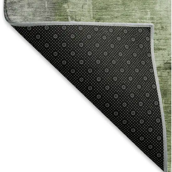 8' Green Ivory And Gray Abstract Washable Round Rug With UV Protection Photo 5