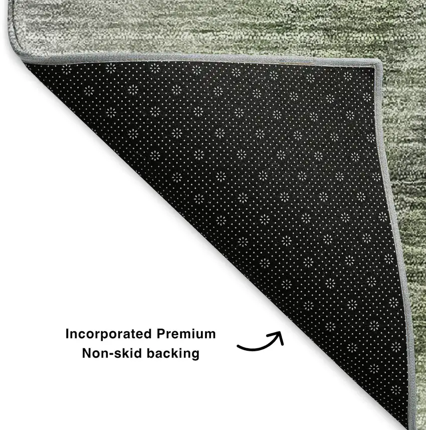 8' Green Ivory And Gray Ombre Washable Round Rug With UV Protection Photo 5