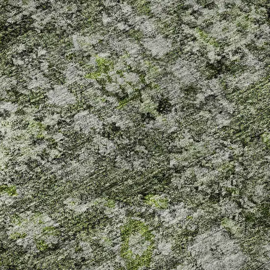 8' Green Ivory And Gray Oriental Washable Round Rug With UV Protection Photo 8