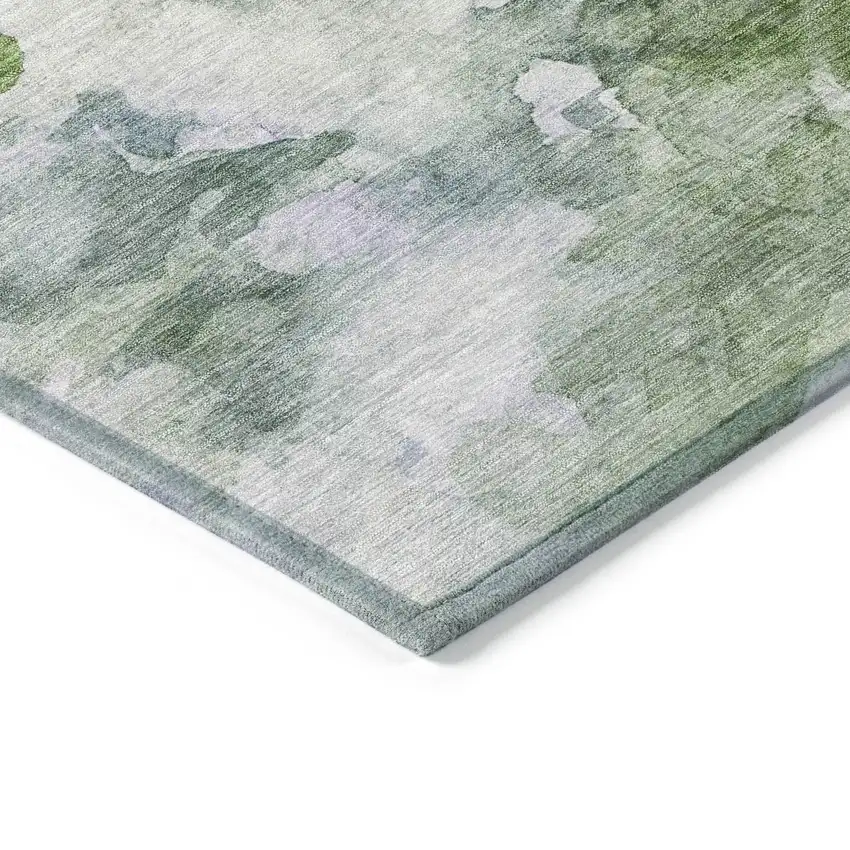 8' Green Ivory And Gray Round Owl Washable Indoor Outdoor Area Rug Photo 6