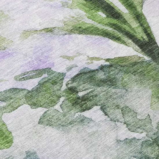 8' Green Ivory And Gray Round Owl Washable Indoor Outdoor Area Rug Photo 9