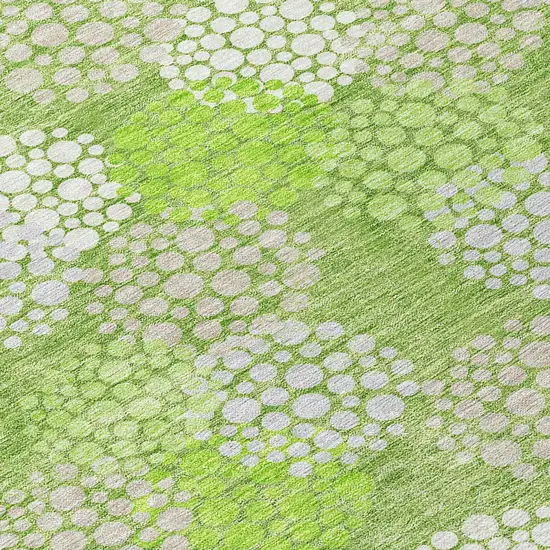 8' Green Ivory And Gray Round Polka Dot Washable Indoor Outdoor Area Rug Photo 8
