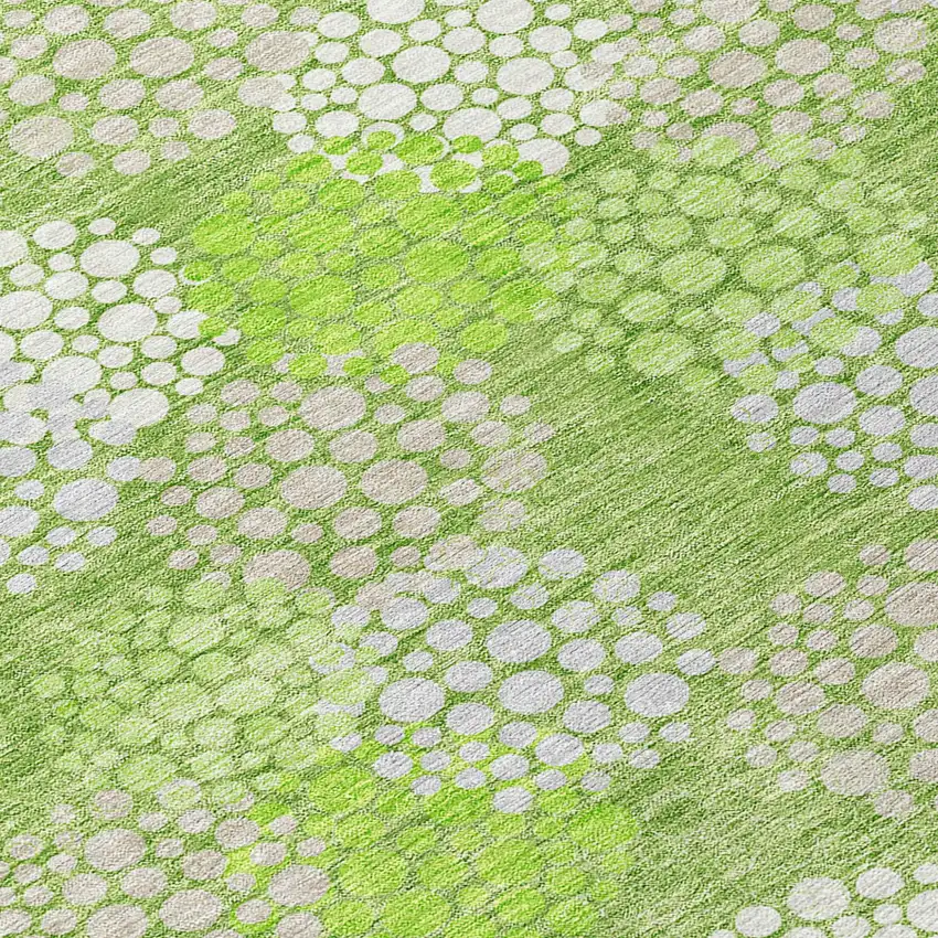 8' Green Ivory And Gray Round Polka Dot Washable Indoor Outdoor Area Rug Photo 8